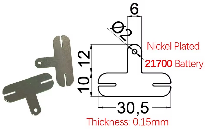 Pletina tipo T 30.5x22mm